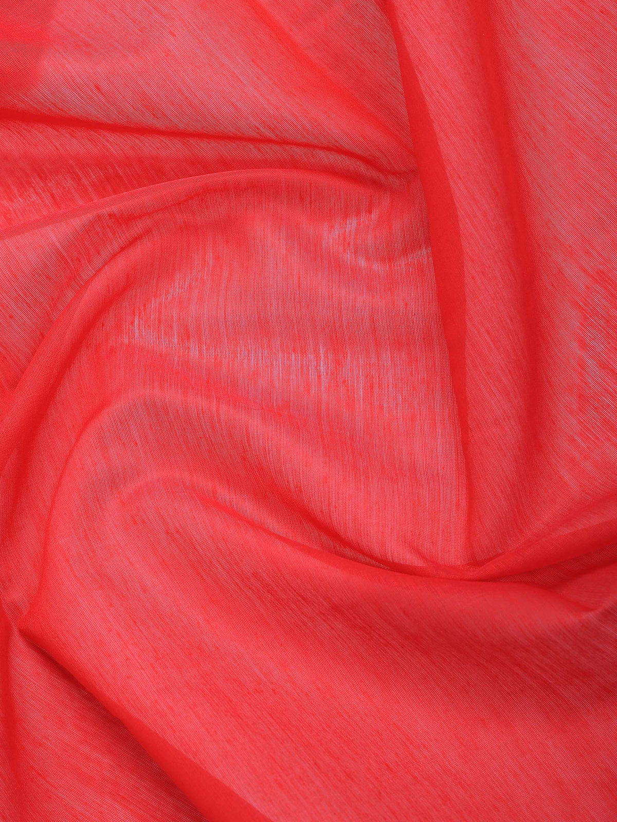 Red Cotton Blend Woven Saree