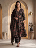 Black Printed Cotton Blend Kurta With Pant & Dupatta