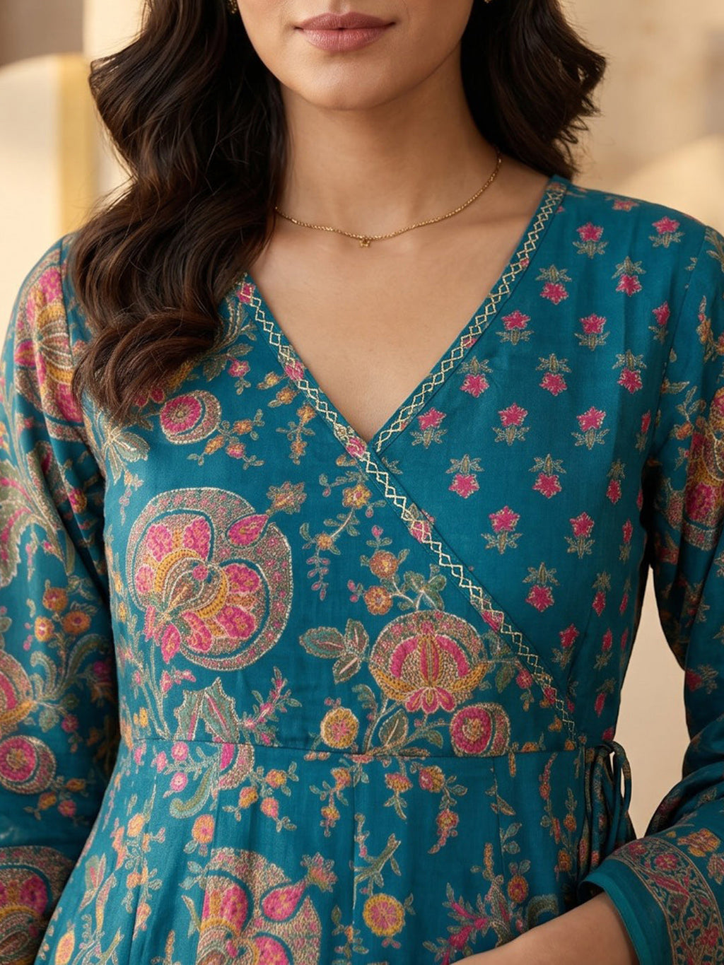 Green Printed Cotton Blend Kurta With Pant & Dupatta