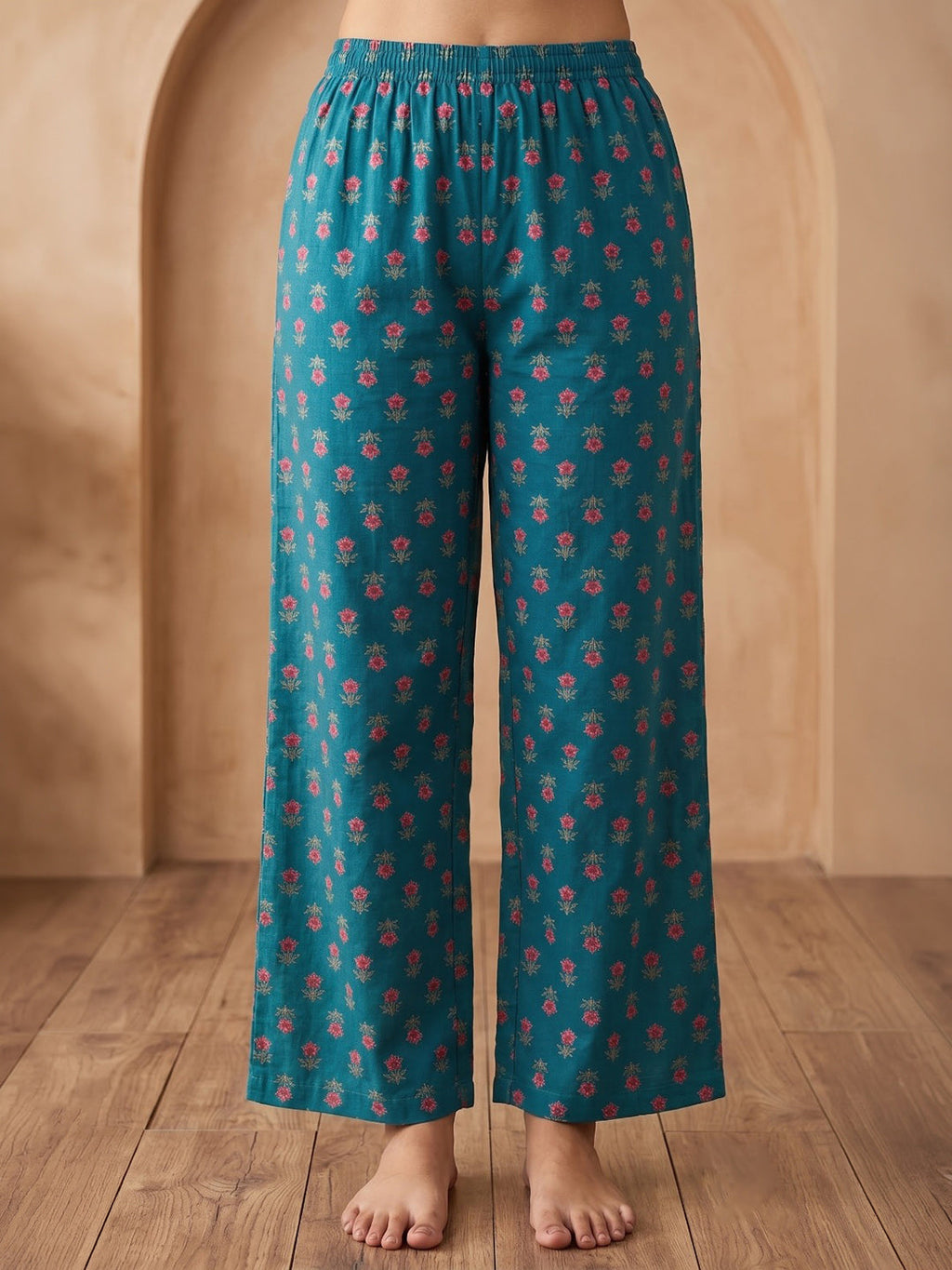 Green Printed Cotton Blend Kurta With Pant & Dupatta