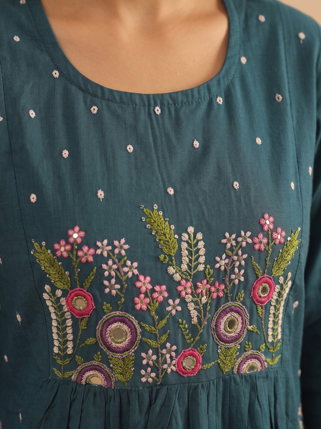 Blue Printed Cotton Blend Kurta With Pant & Dupatta