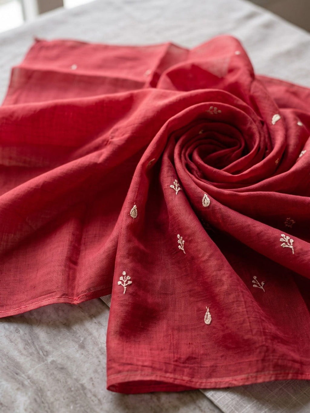 Maroon Printed Cotton Blend Kurta With Pant & Dupatta