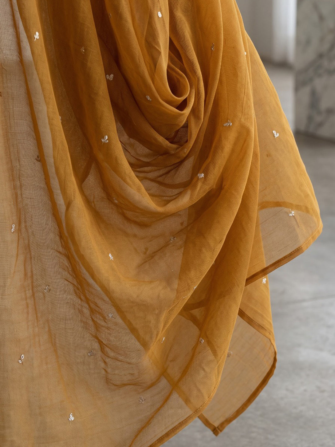 Yellow Printed Cotton Blend Kurta With Pant & Dupatta
