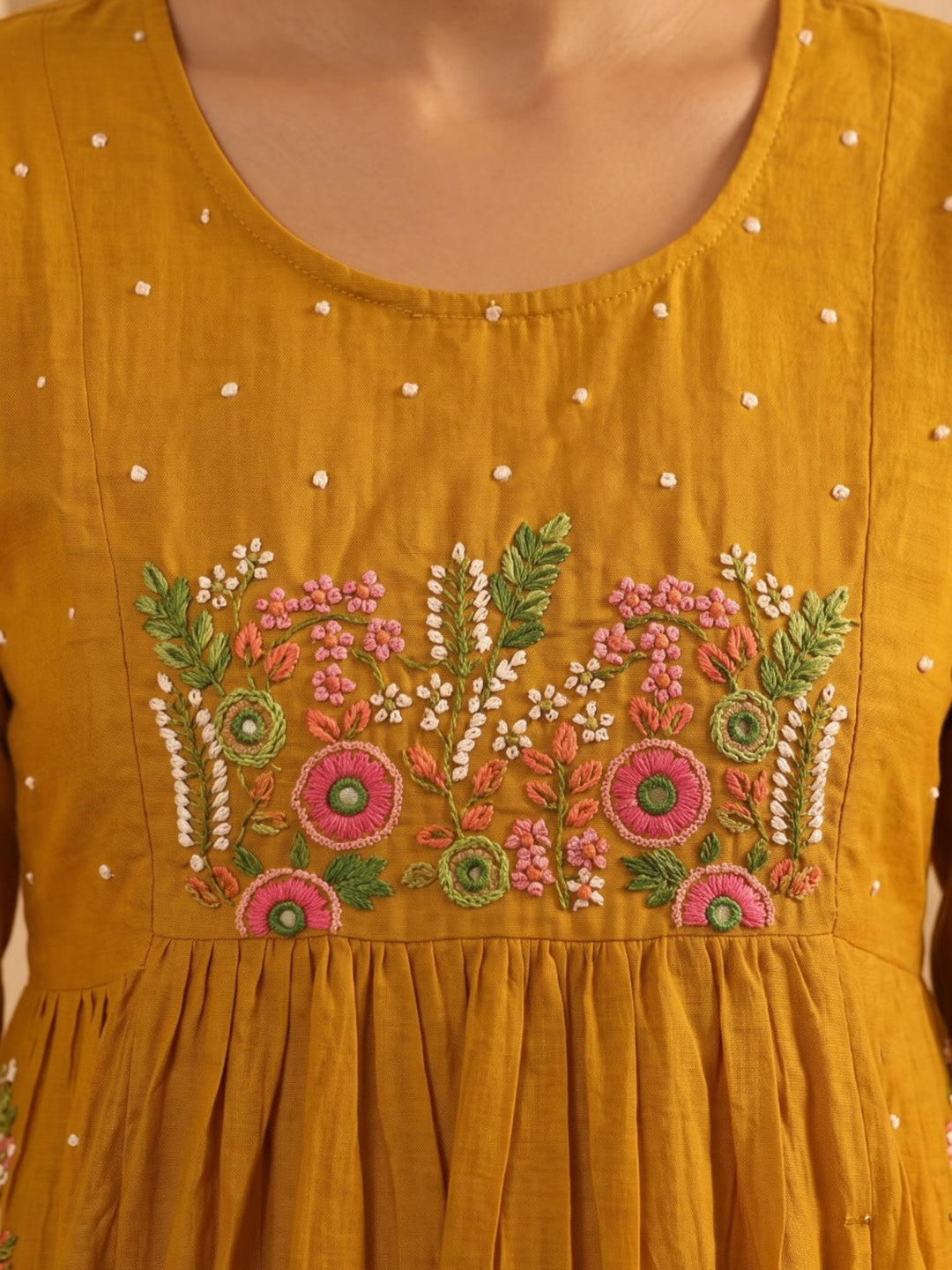 Yellow Printed Cotton Blend Kurta With Pant & Dupatta
