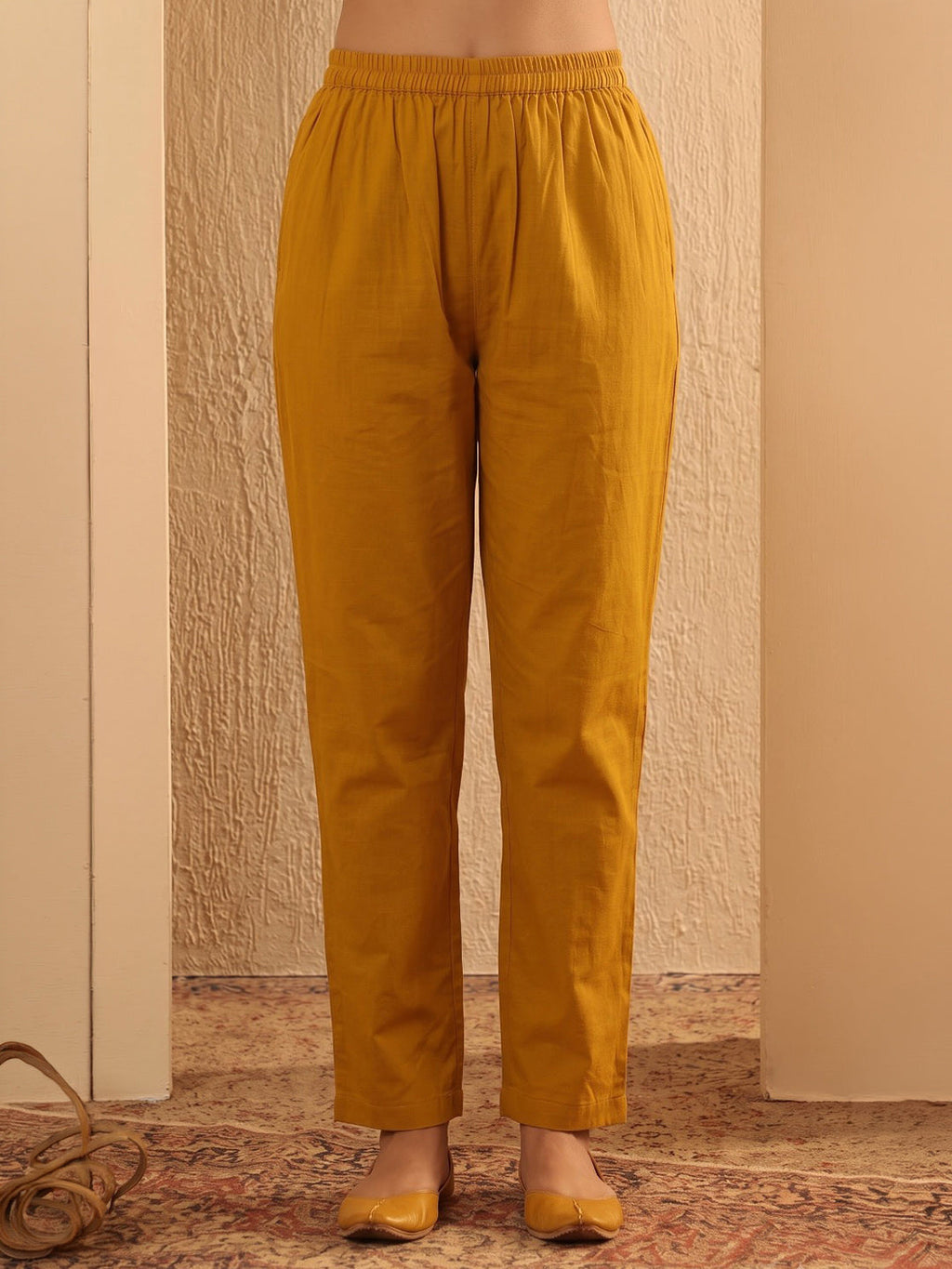 Yellow Printed Cotton Blend Kurta With Pant & Dupatta