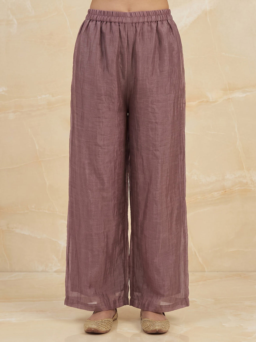 Lavender Embroidered Art Silk Kurta With Pant & Dupatta