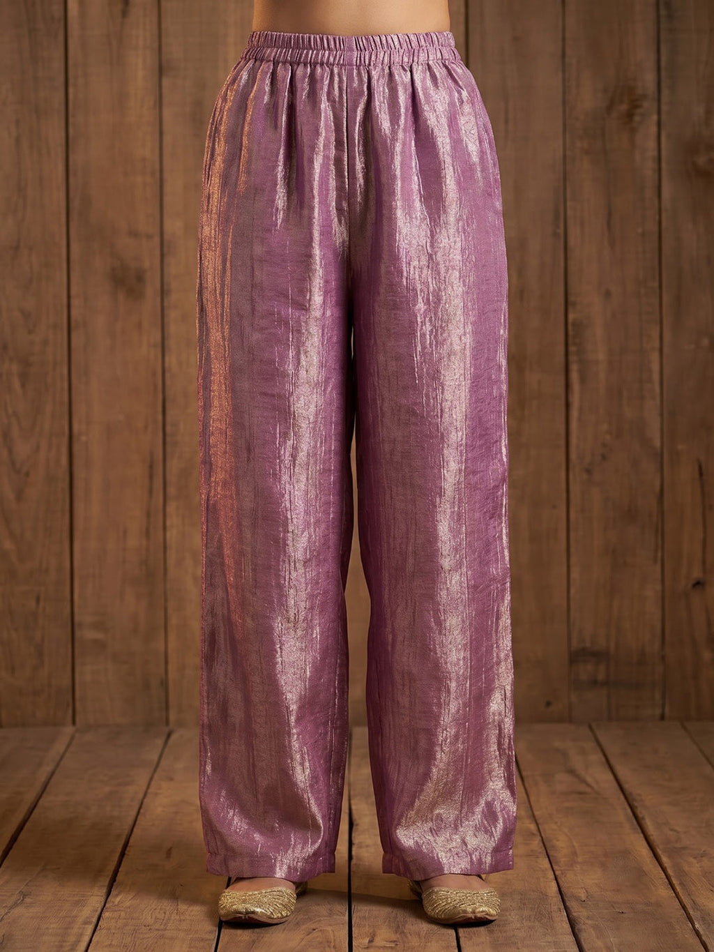 Pink Embroidered Art Silk Kurta With Pant & Dupatta