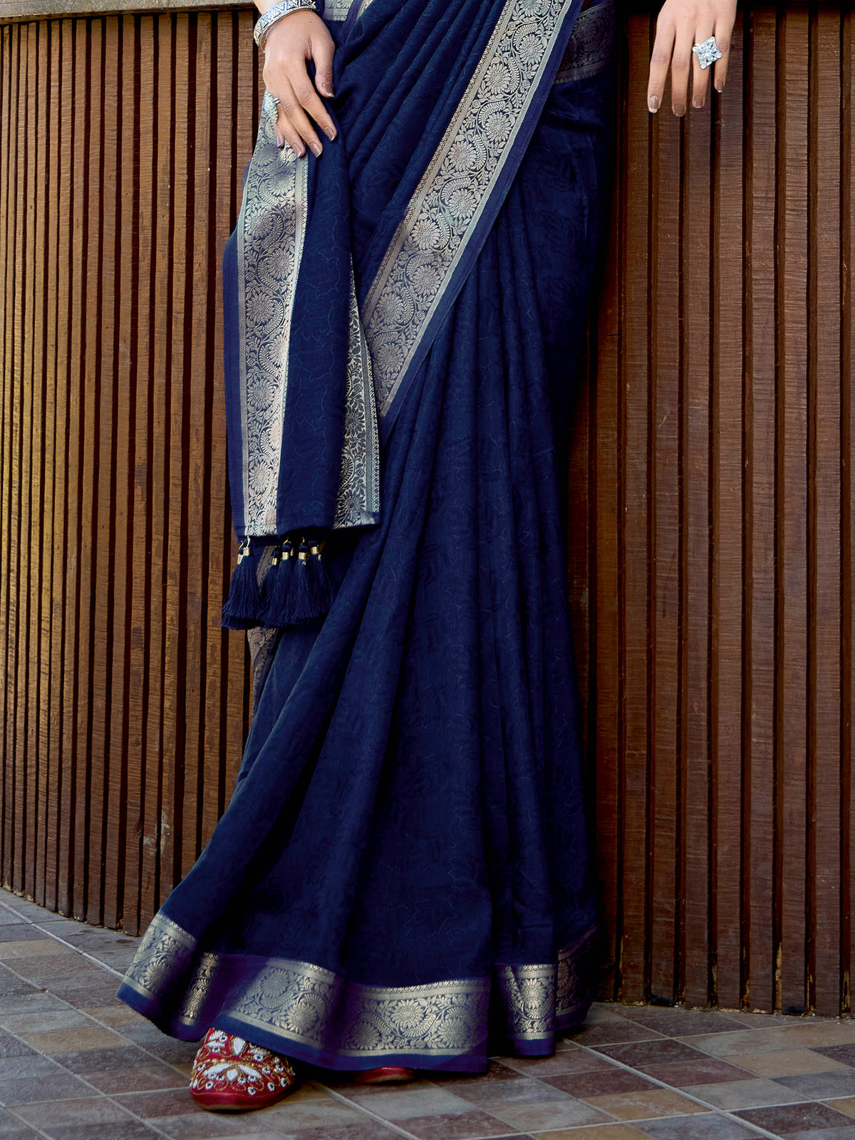 Blue Art Silk Printed Saree