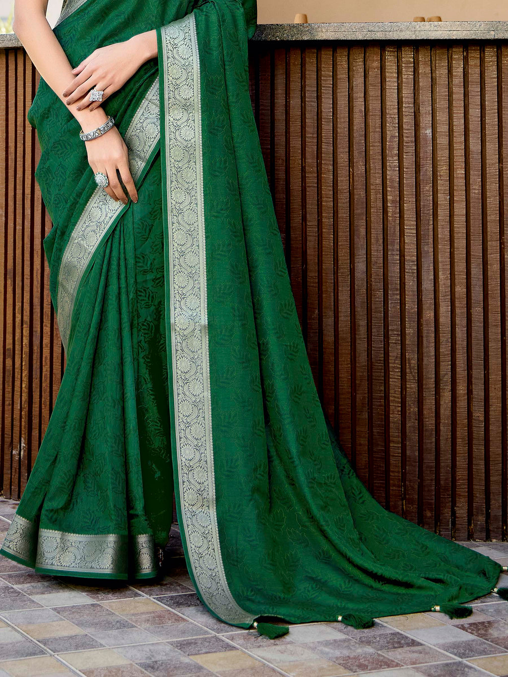 Green Art Silk Printed Saree