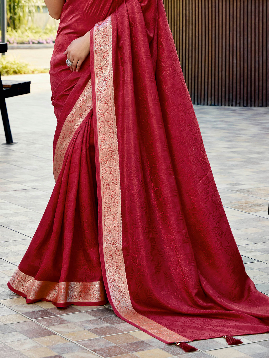 Red Art Silk Printed Saree