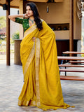 Yellow Art Silk Printed Saree