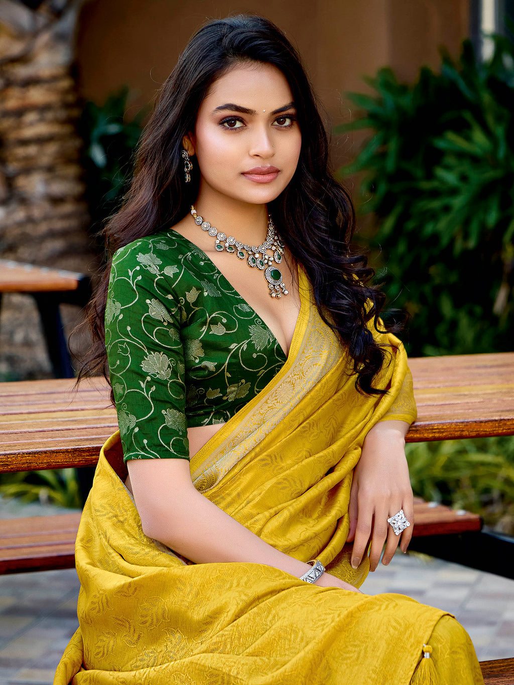 Yellow Art Silk Printed Saree
