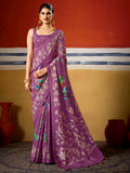 Purple Dola Silk Printed Saree
