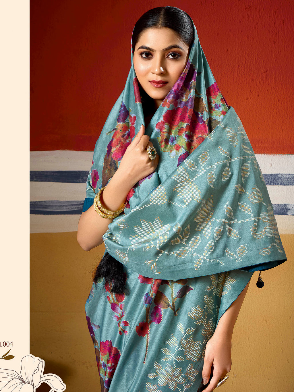 Firozee Dola Silk Printed Saree