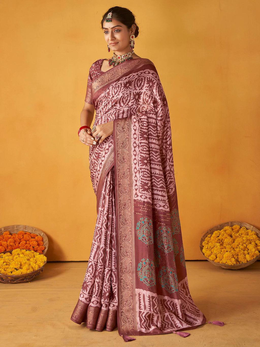 Rose Art Silk Printed Saree