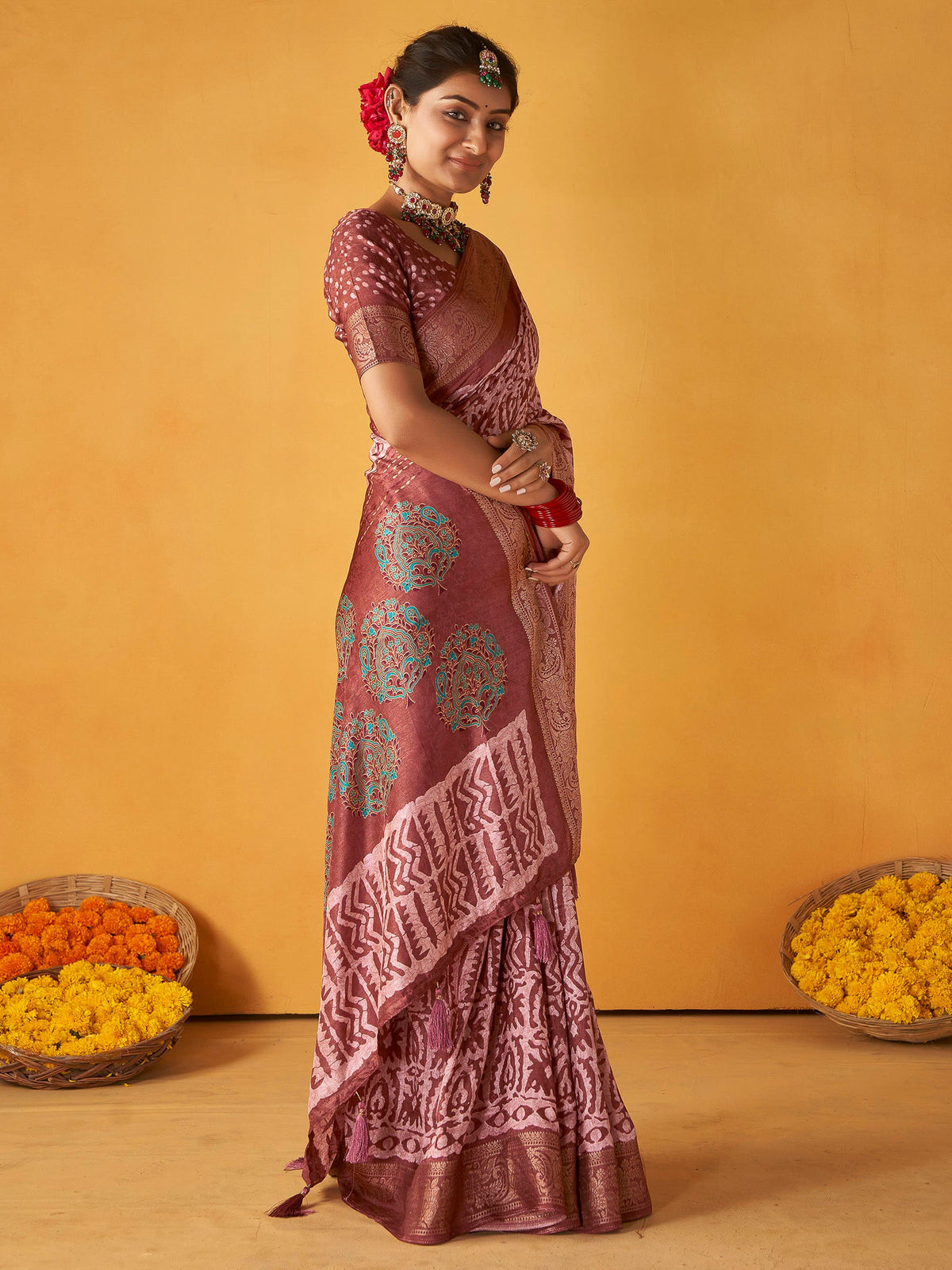 Rose Art Silk Printed Saree