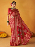 Red Art Silk Printed Saree