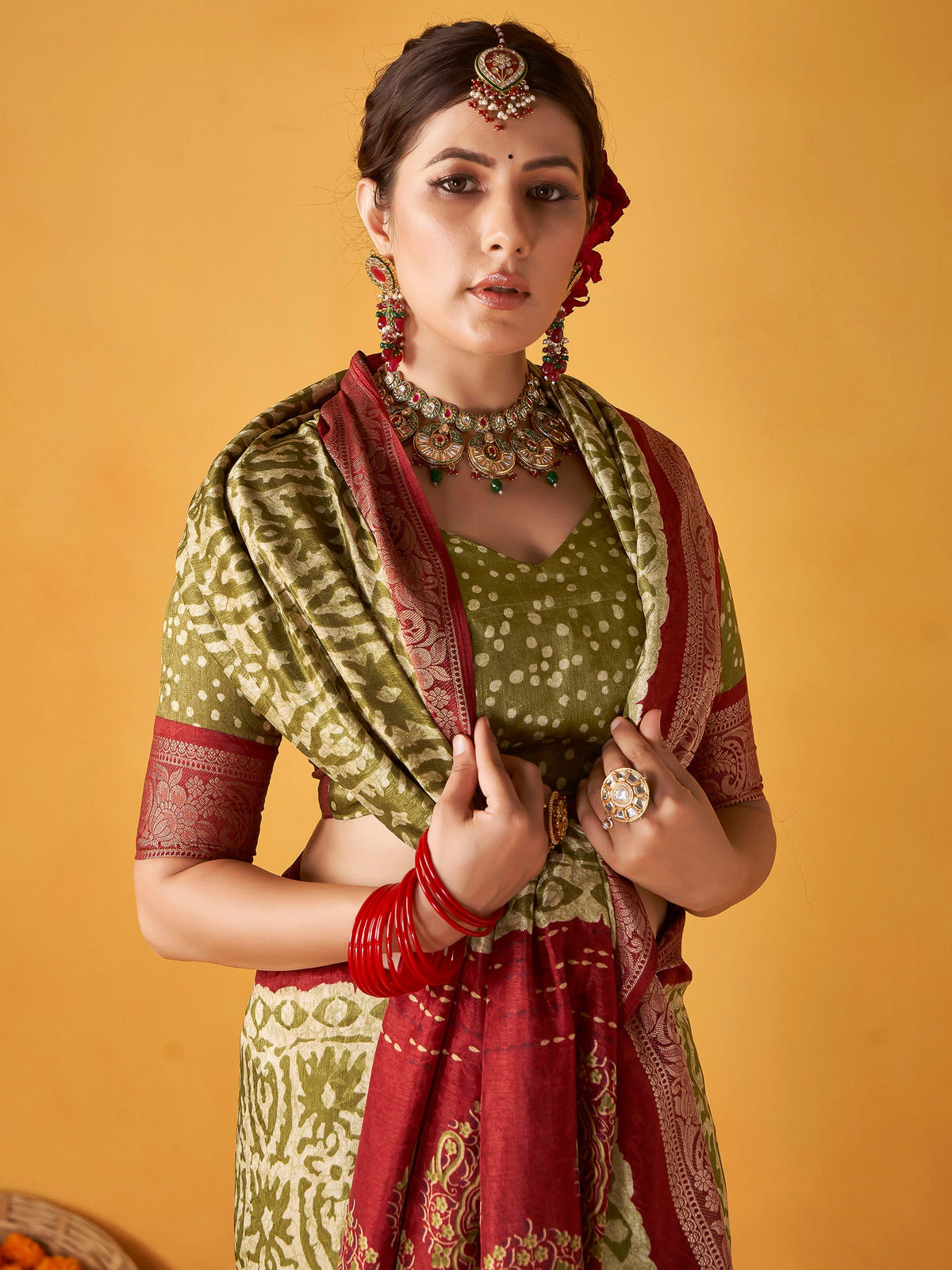 Green Art Silk Printed Saree
