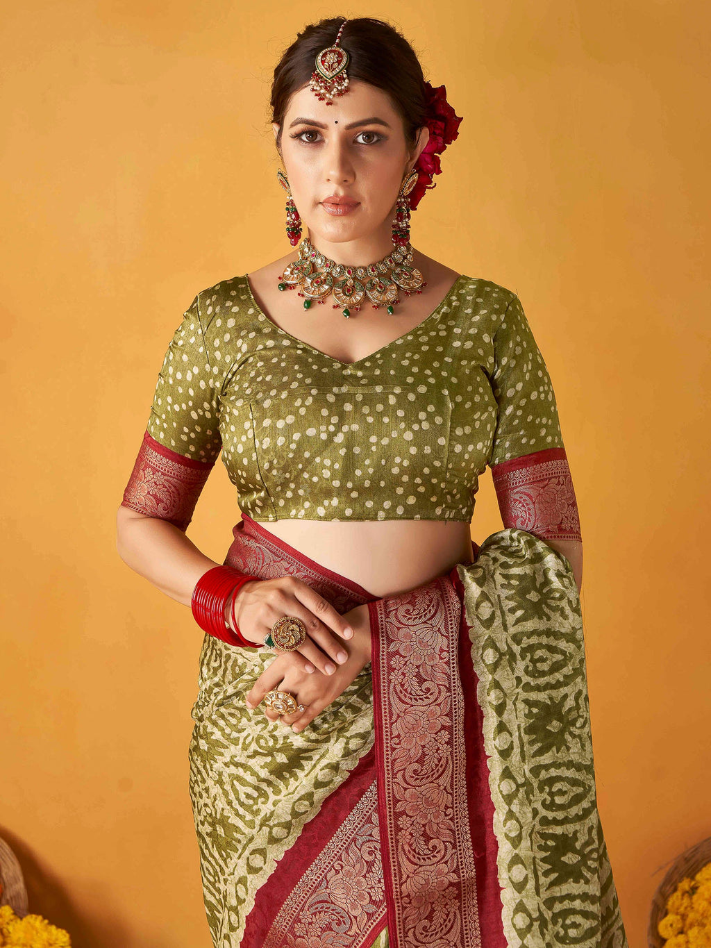 Green Art Silk Printed Saree