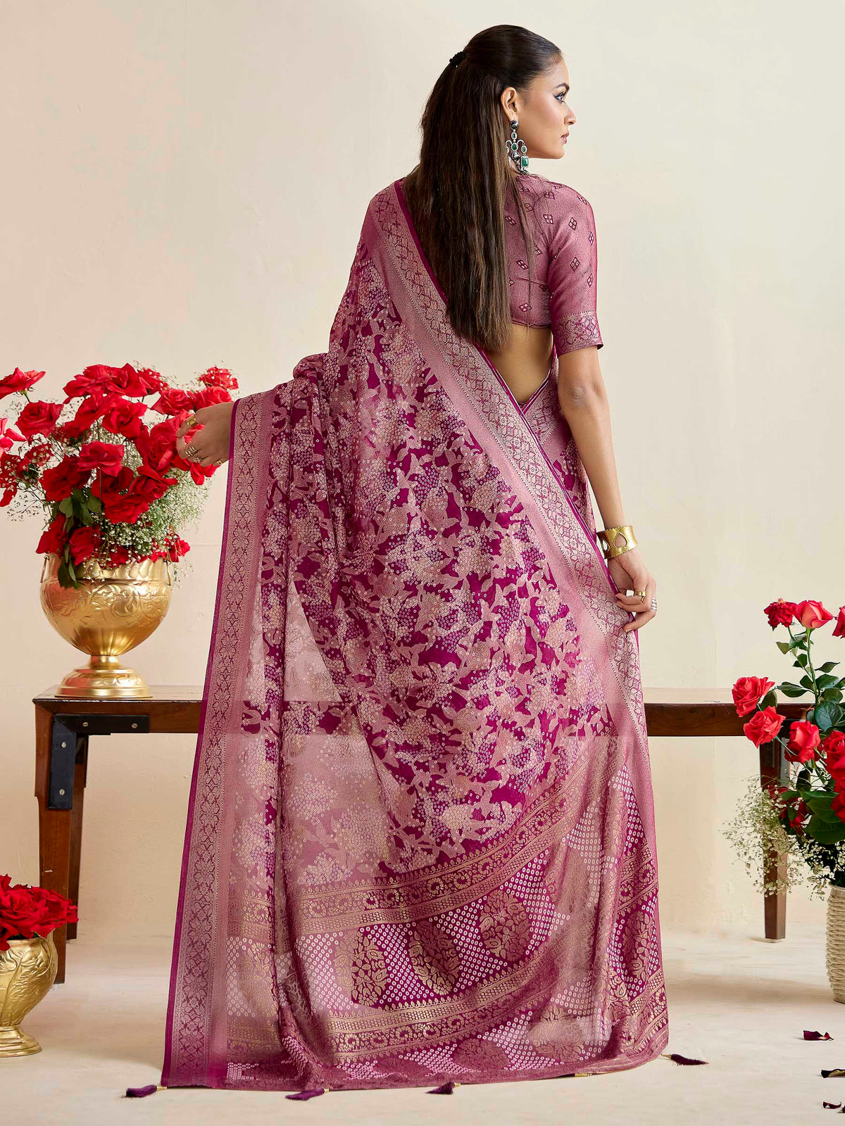 Mehndi Art Silk Printed Saree