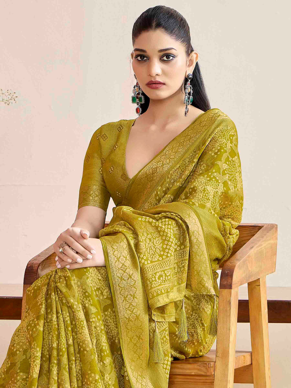 Green Art Silk Printed Saree