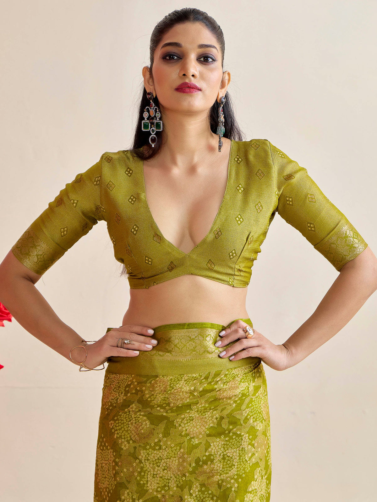 Green Art Silk Printed Saree