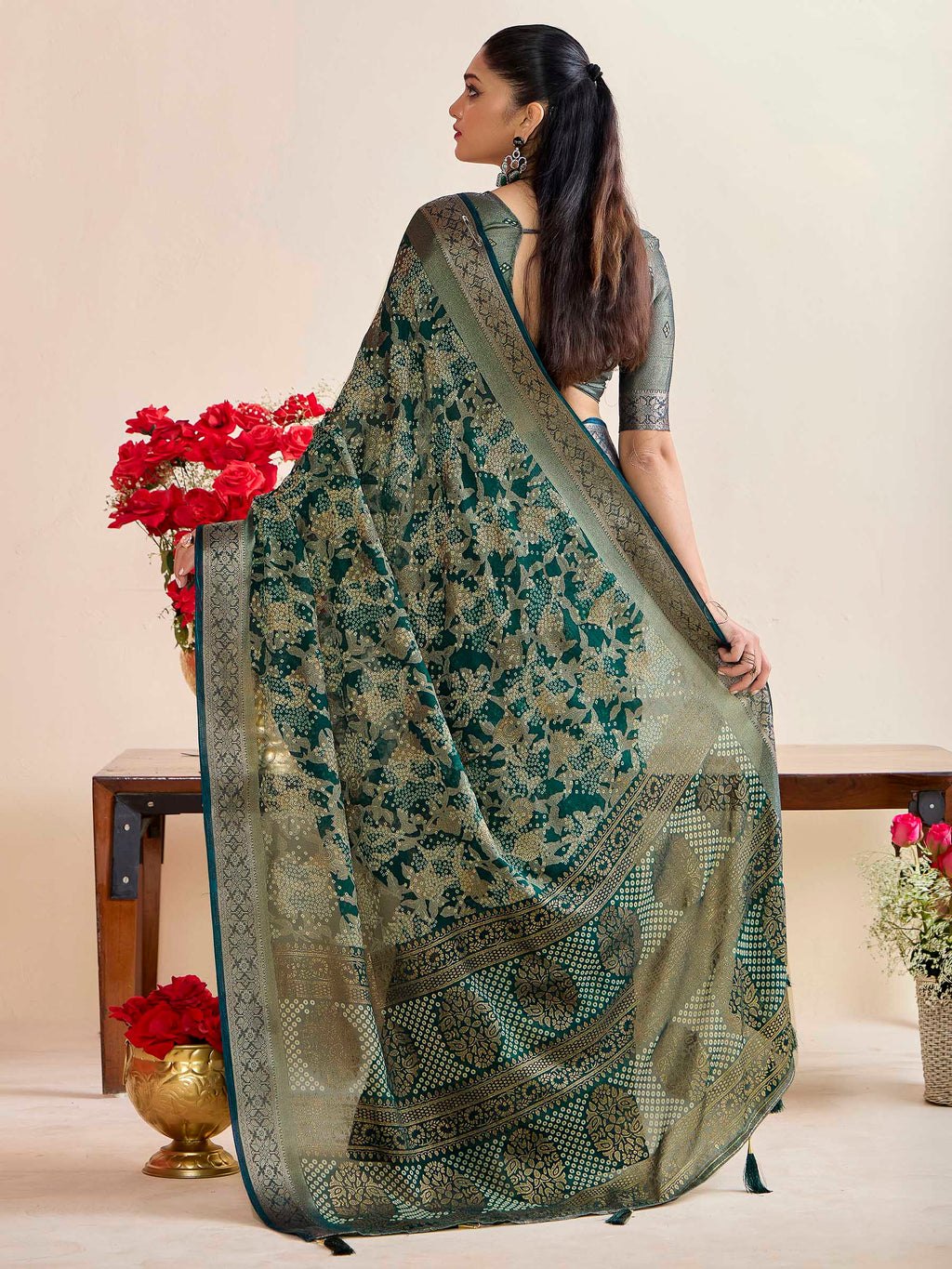 Red Art Silk Printed Saree