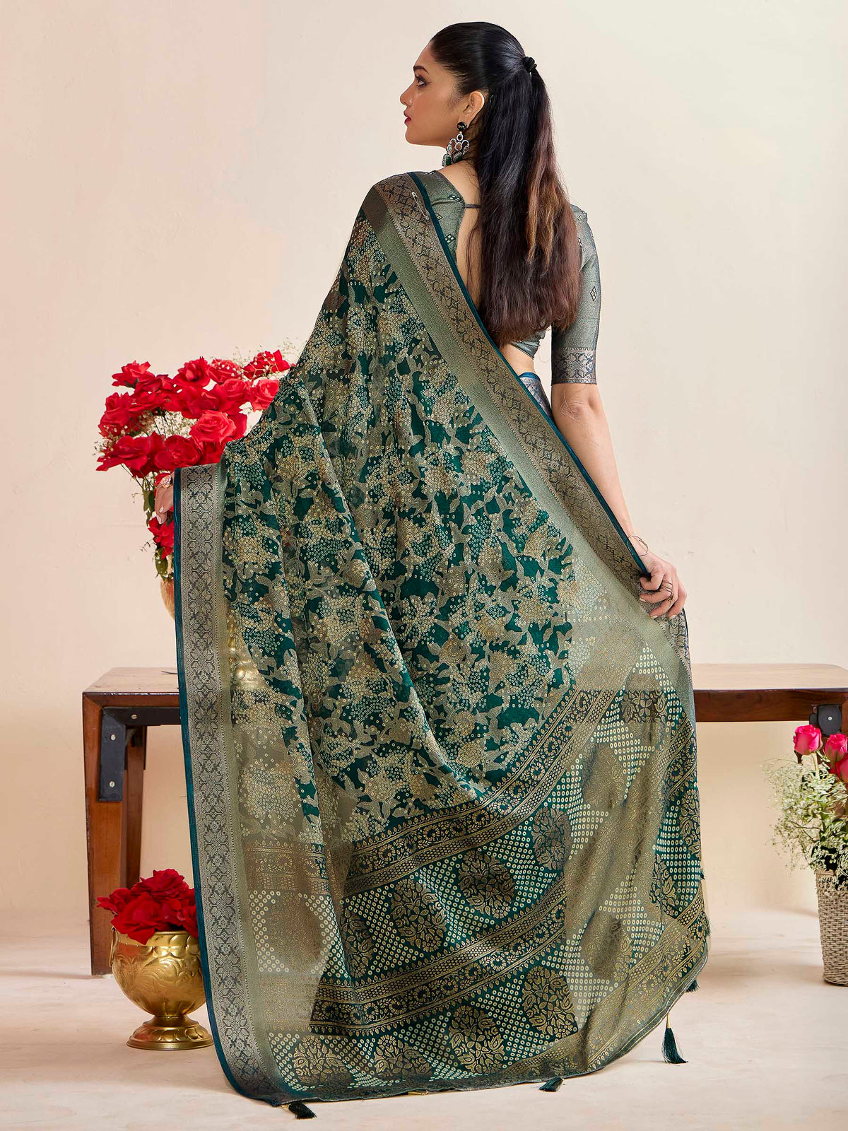 Red Art Silk Printed Saree