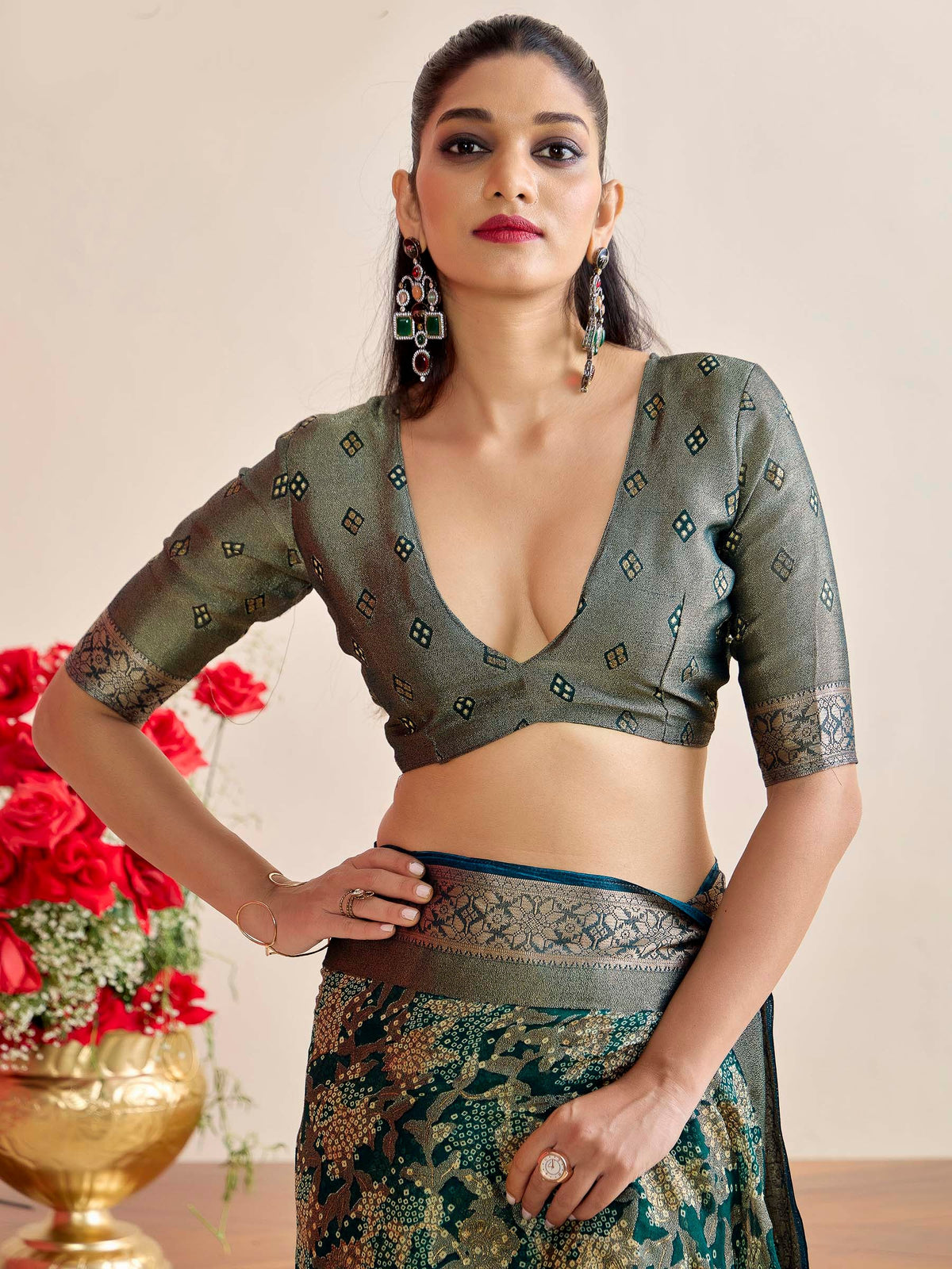 Red Art Silk Printed Saree