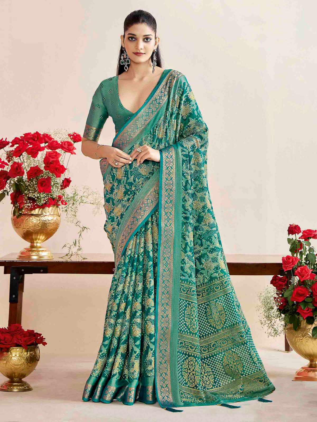 Yellow Art Silk Printed Saree
