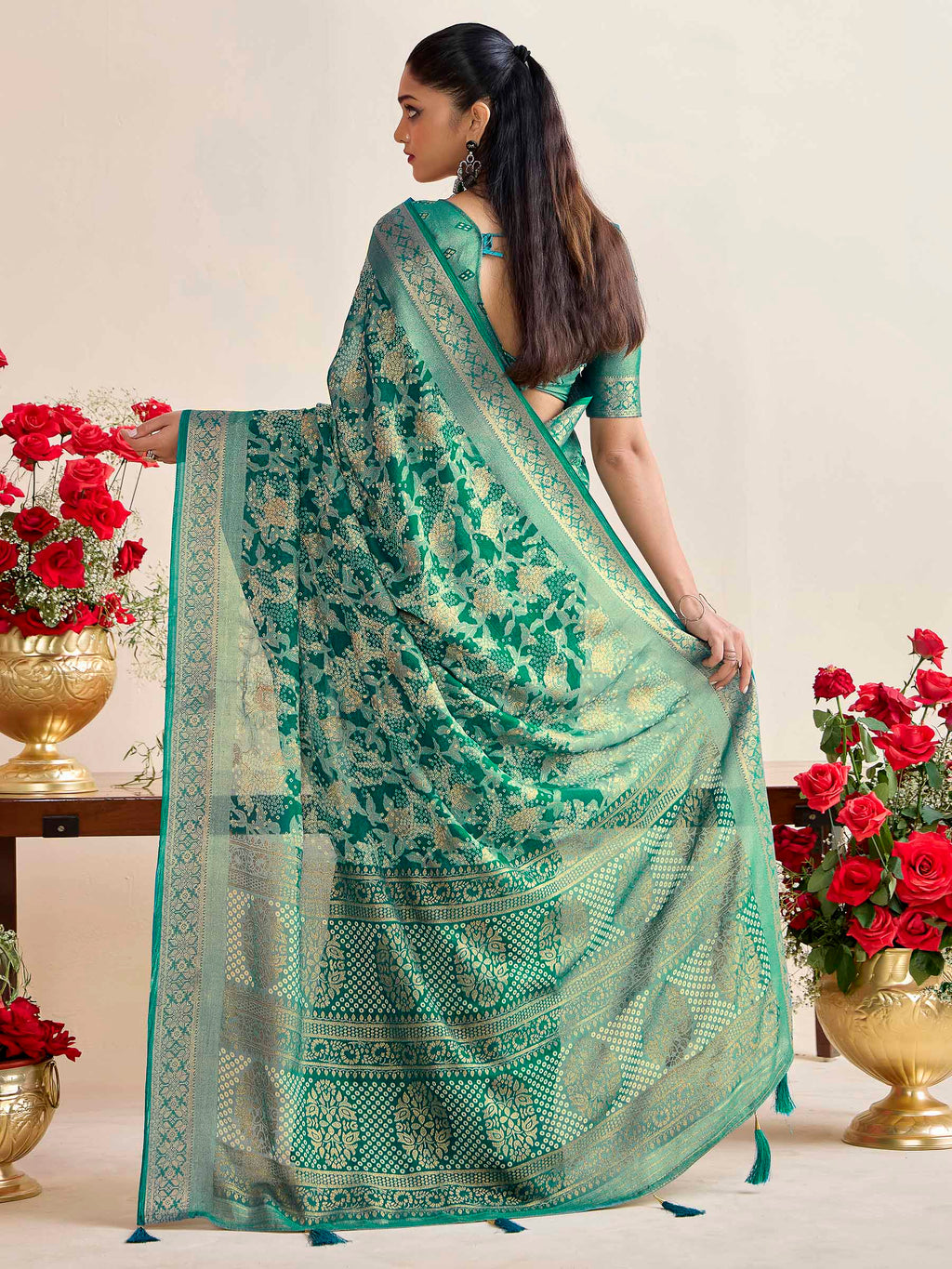 Yellow Art Silk Printed Saree