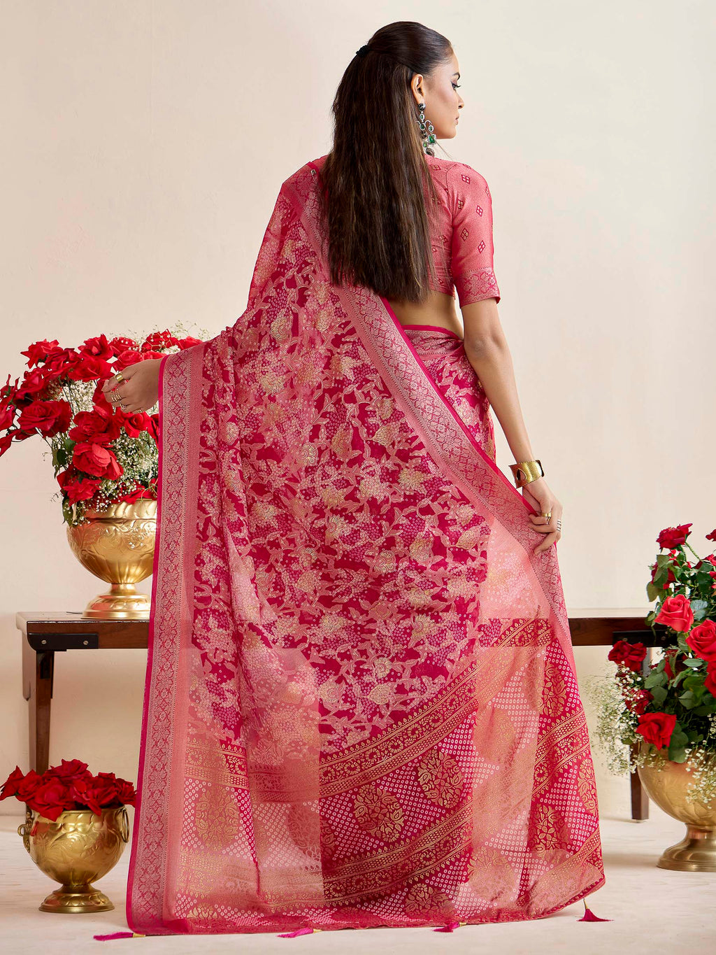 Purple Art Silk Printed Saree