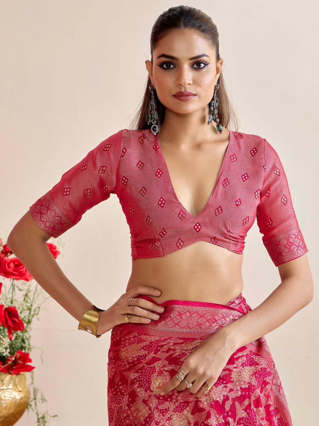 Purple Art Silk Printed Saree