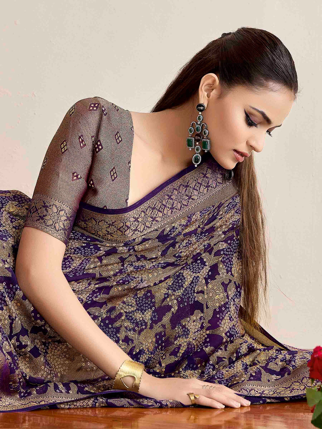 Blue Art Silk Printed Saree