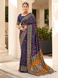 Blue Pashmina Printed Saree