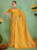 Yellow Art Silk Printed Saree