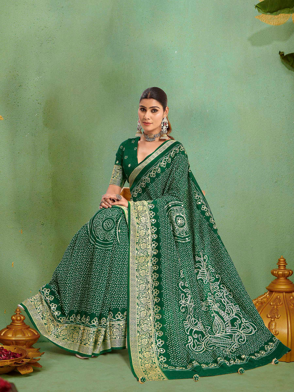 Green Art Silk Printed Saree