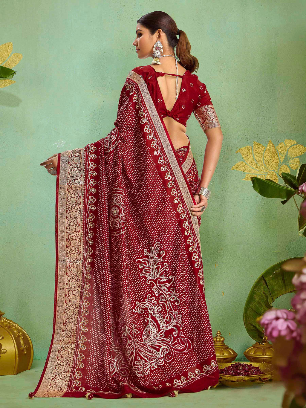 Maroon Art Silk Printed Saree