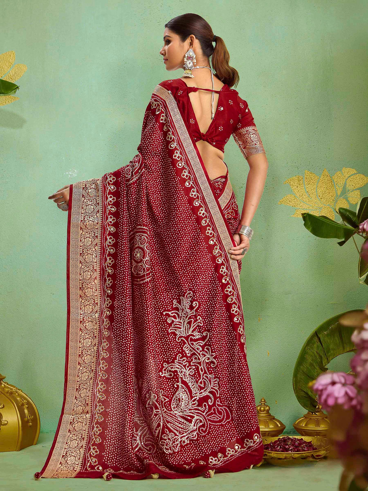 Maroon Art Silk Printed Saree