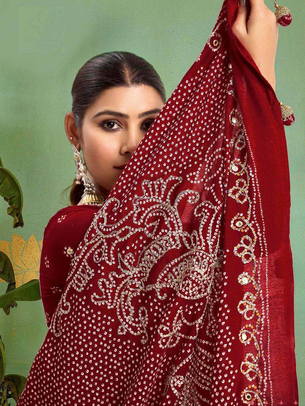 Maroon Art Silk Printed Saree