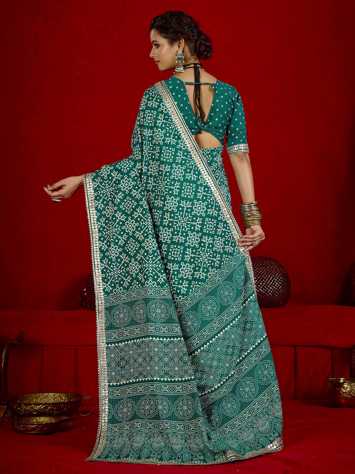 Firozee Dola Silk Printed Saree
