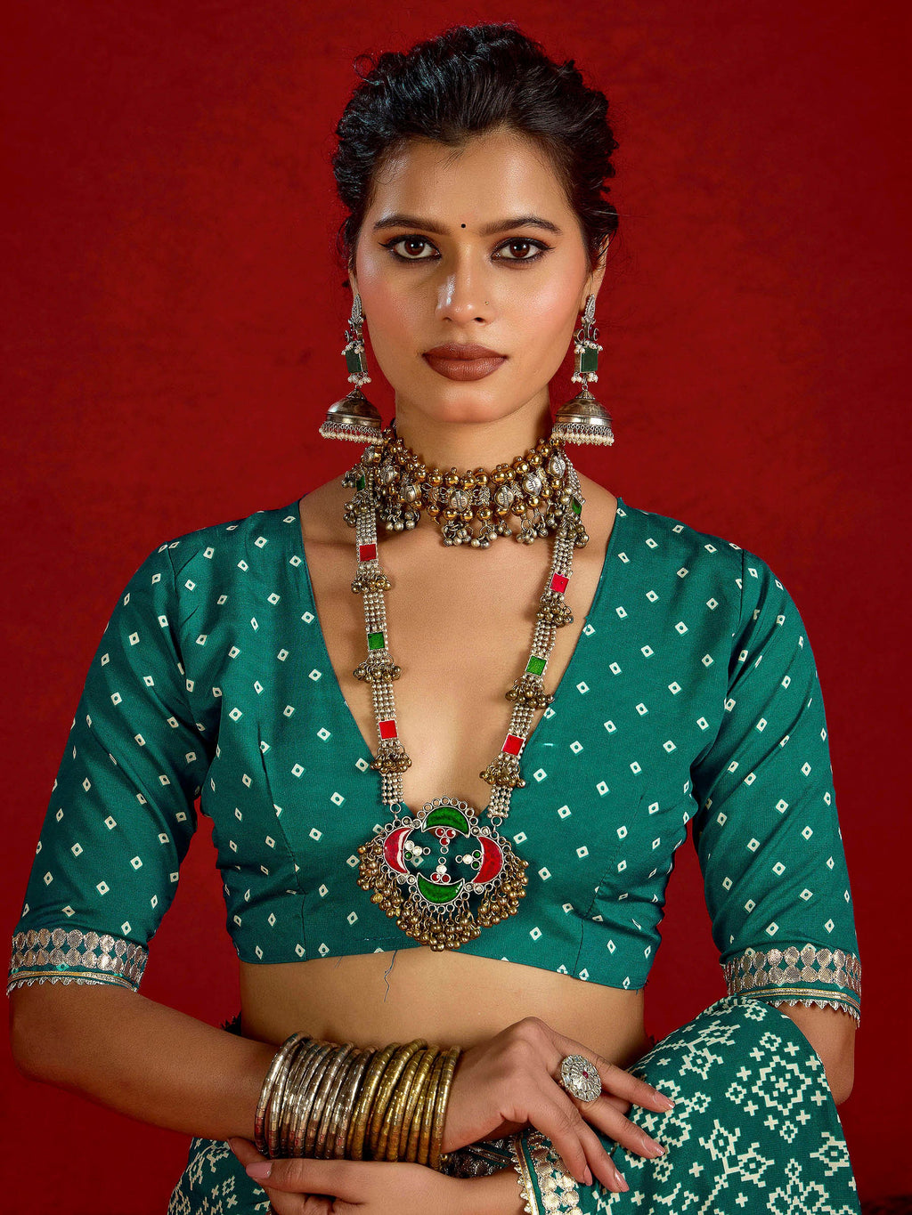 Firozee Dola Silk Printed Saree