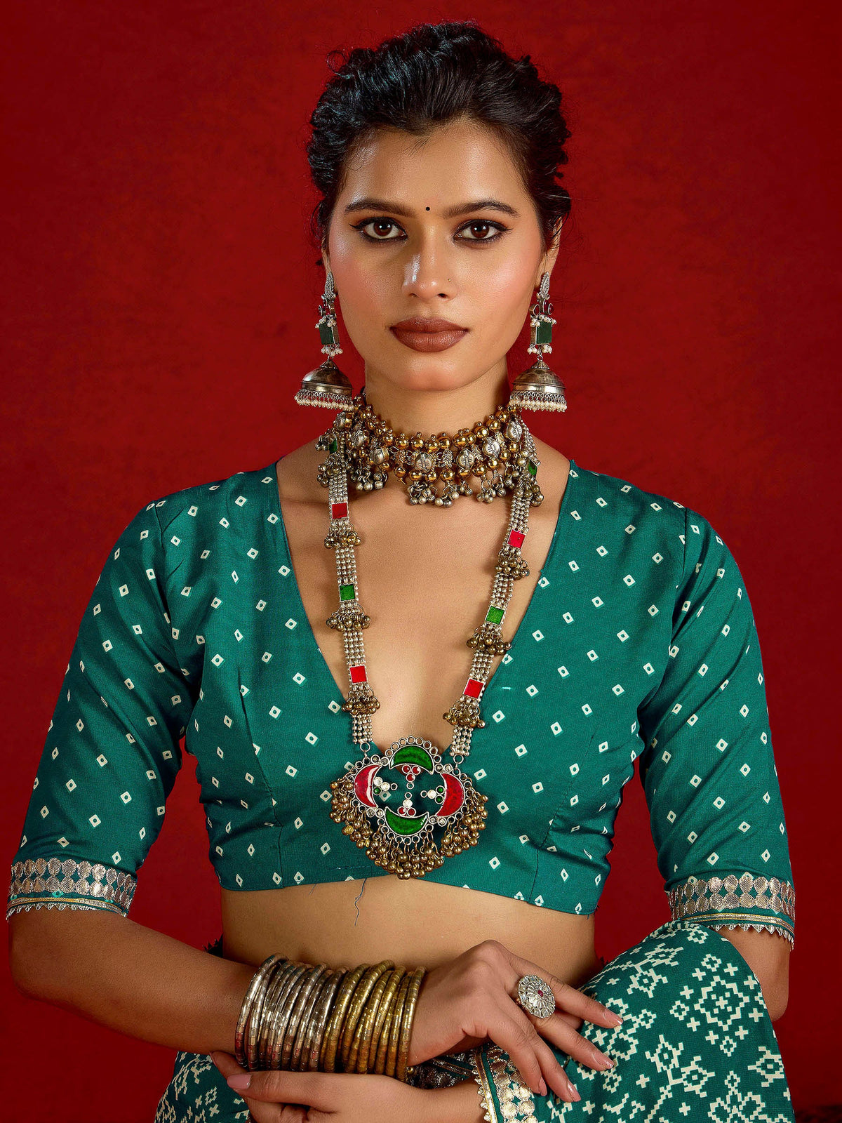 Firozee Dola Silk Printed Saree