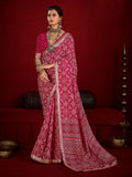 Red Dola Silk Printed Saree