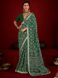 Green Dola Silk Printed Saree