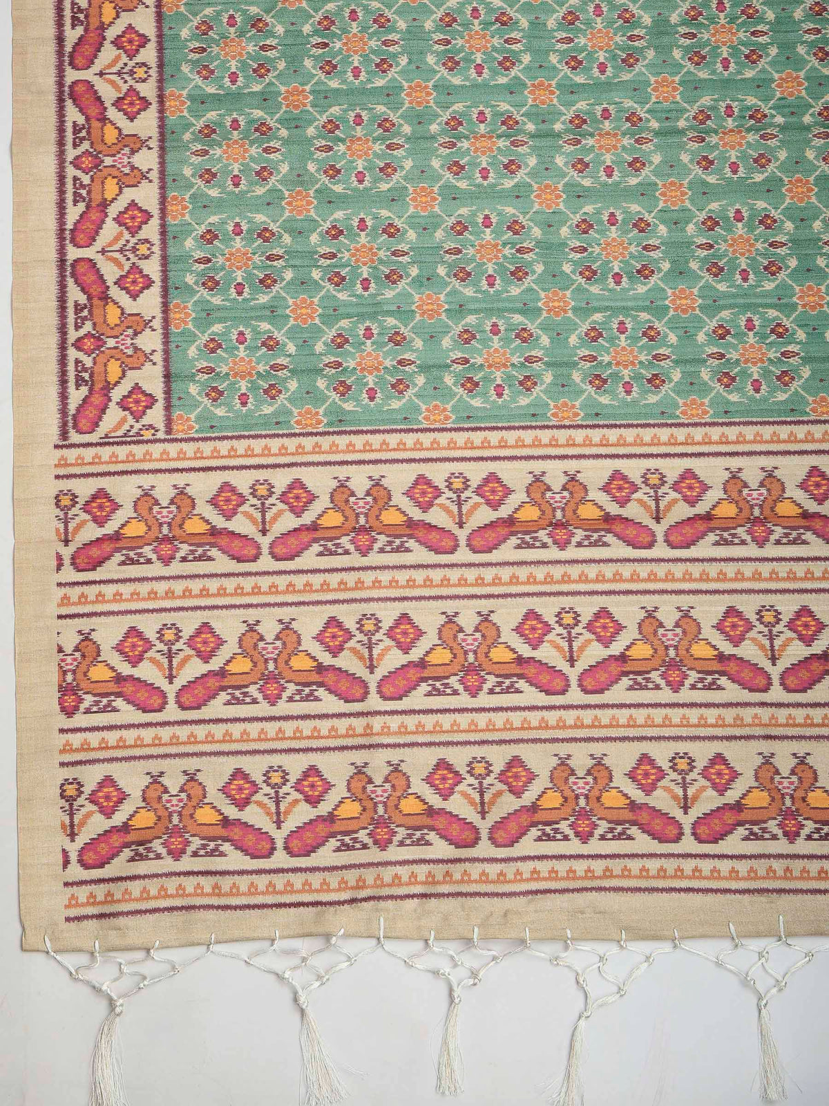 Green Art Silk Printed Sarees