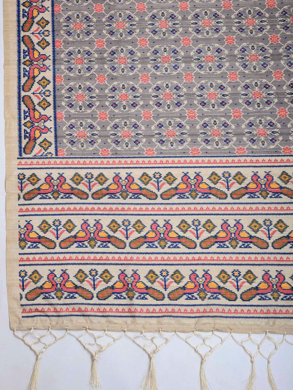Grey Art Silk Printed Sarees