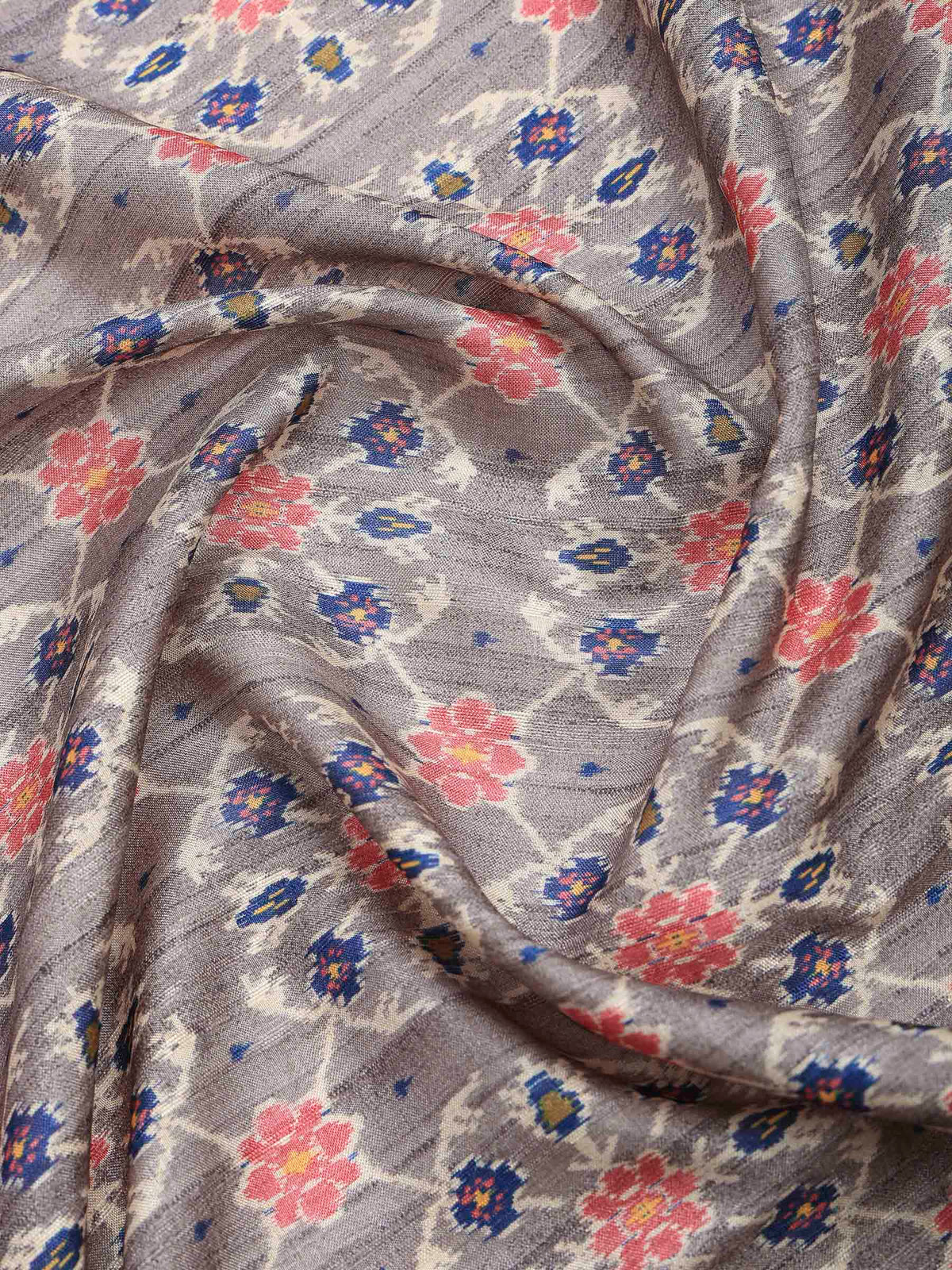 Grey Art Silk Printed Sarees