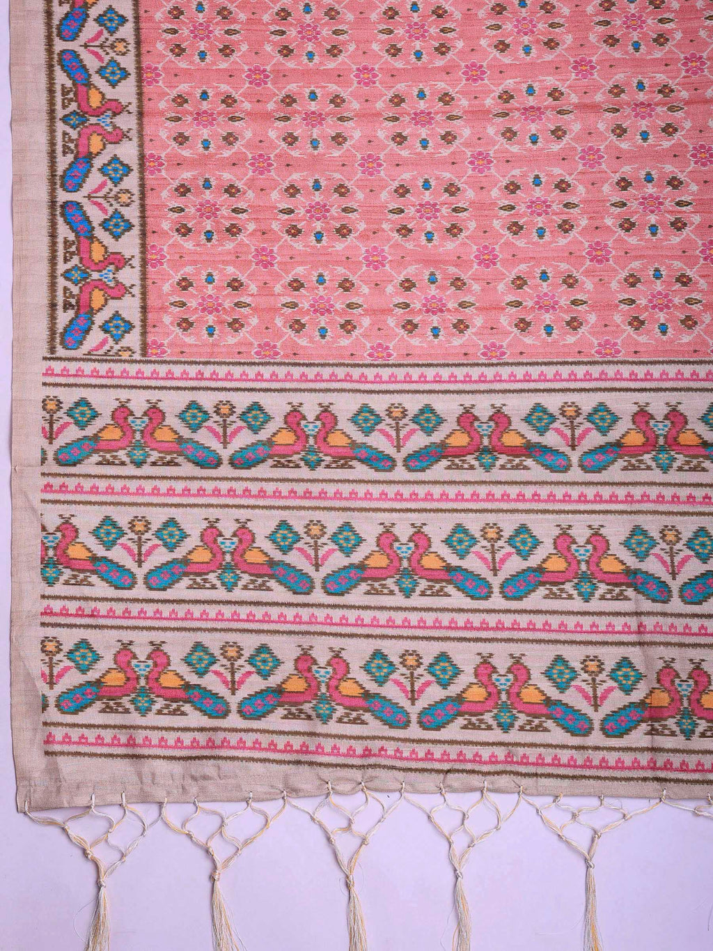 Pink Art Silk Printed Sarees