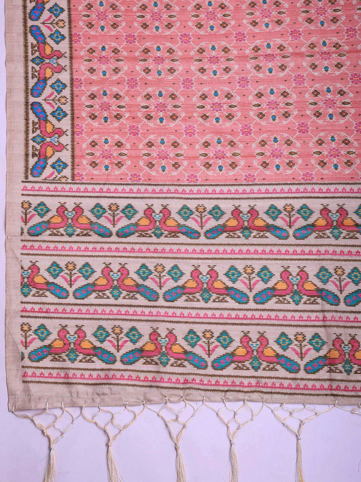 Pink Art Silk Printed Sarees